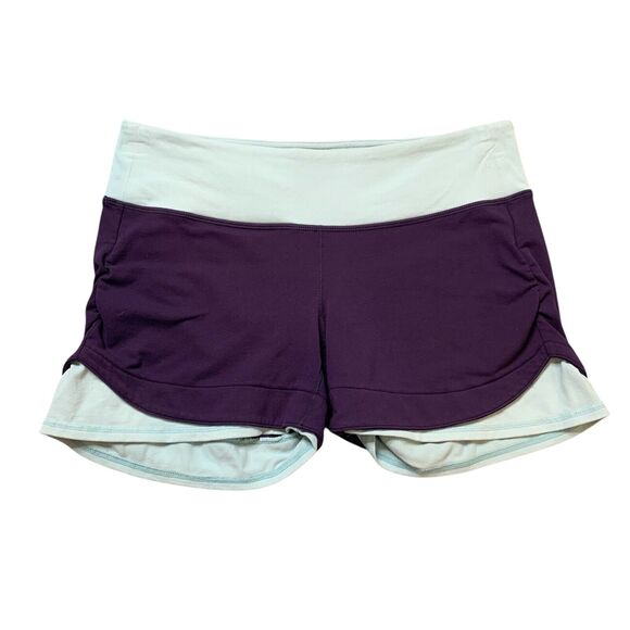 Athleta Shorts Womens S Small Two-Tone Overlap Veta Yoga Low Rise Active Pull On - Picture 1 of 13